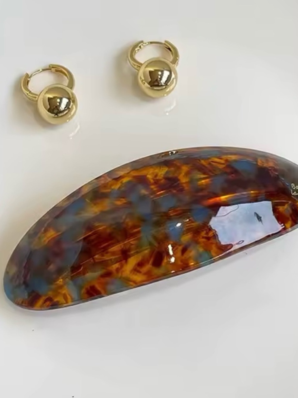 Tortoiseshell Resin Hair Barrette with Gold Accent